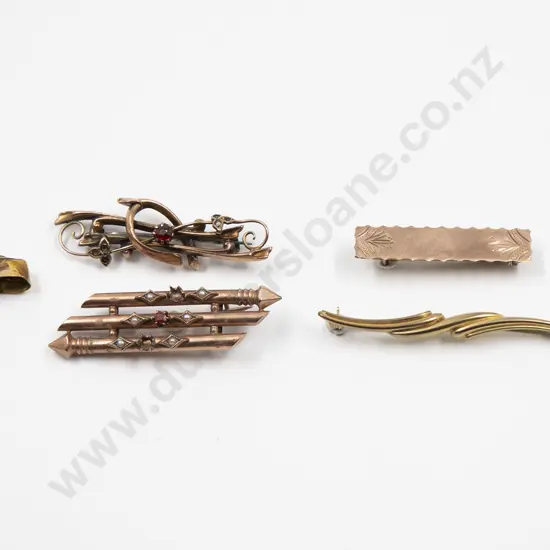 Three Edwardian 9ct Brooches and 8ct Brooch (faults)
