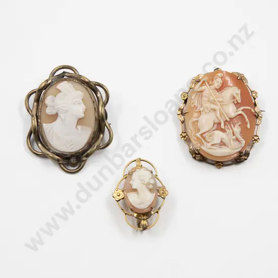 Two 9ct Lined Framed Cameo Brooches
