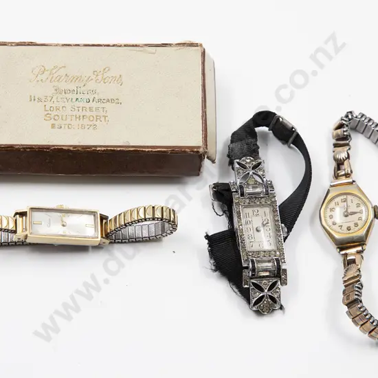 Art Deco .925 Silver and Diamond Paste Manual Ladies Wrist Watch