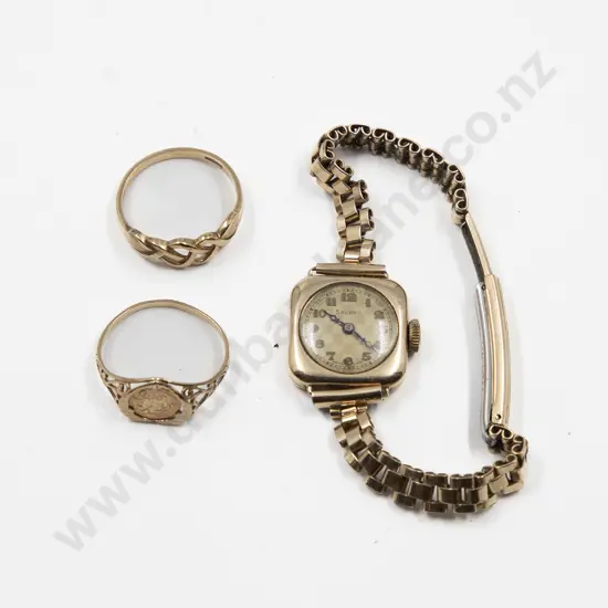 9ct 1949 Souvenir UK/US Coin Signet Type Ring