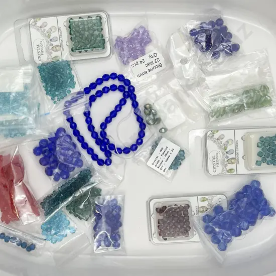 Quantity Various Coloured Crystal & Other Beads