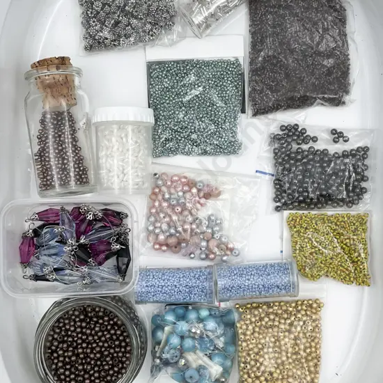 Mixed Collection of Seed Beads faux Pearls & Assorted