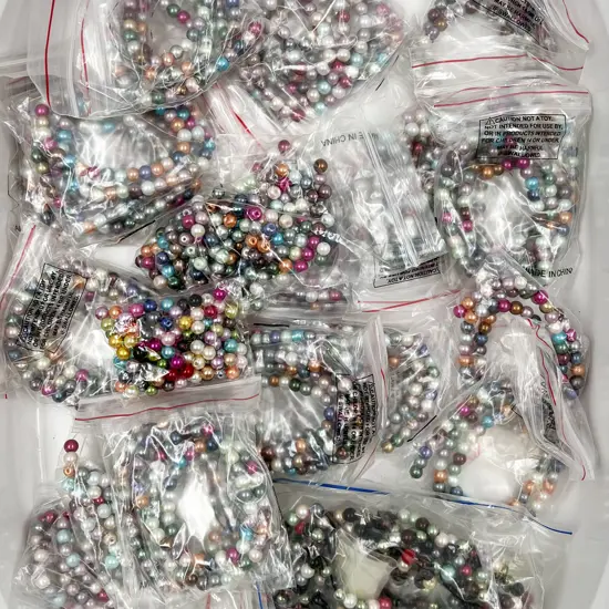 Quantity Semi Strung Faux Coloured Pearl Beads