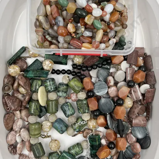 Mixed Assortment Hardstone & Polished Gemstone Beads