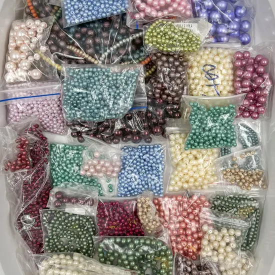 Mixed Quantity of Coloured Faux Pearl Beads