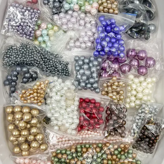 Mixed Quantity of Coloured Faux Pearl Beads
