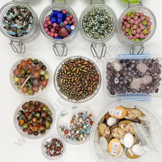 Selection of Assorted Beads incl Cloisonne Flatbacks etc