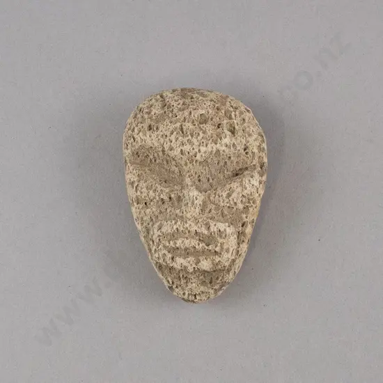 A Rare Carved Pumice Whakapakoko (Head)