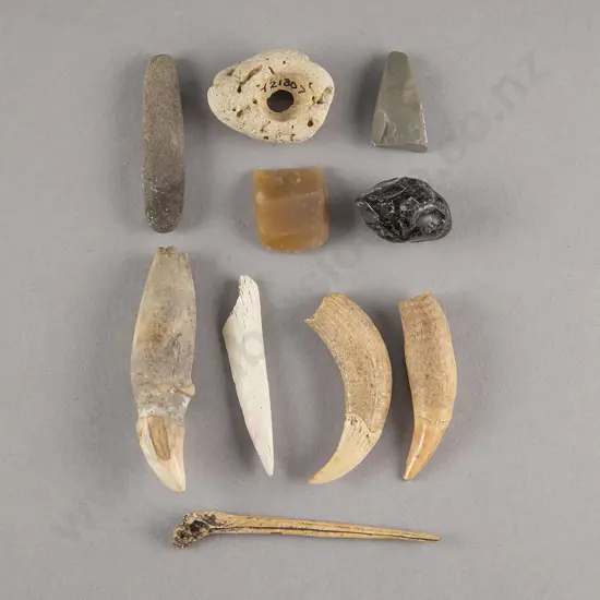 A Small Stone Mahe (Sinker) And Nine Assorted Pieces