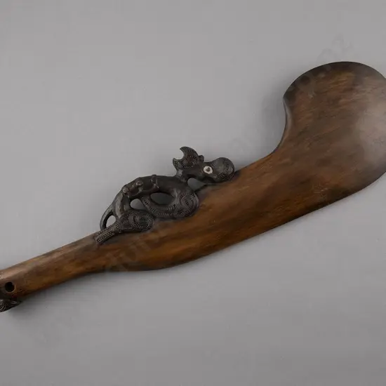 Carved Wahaika with Figure to Blade