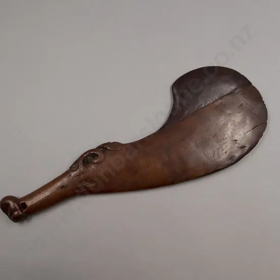 A  19th Century Carved Wood Wahaika (Short Bladed Weapon)