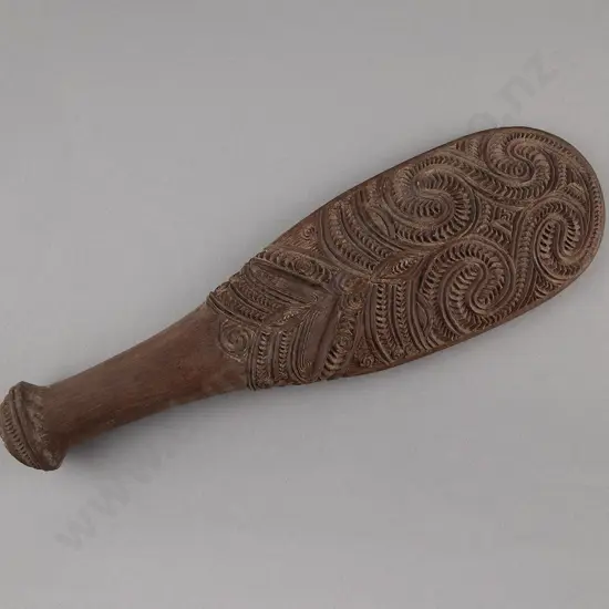Two Carved Wooden Patu