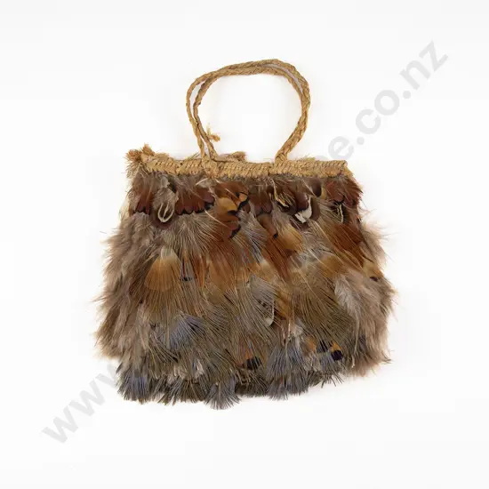A Good 19th Century Kete Huruhuru (Feather Bag)