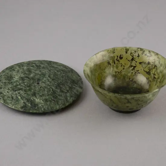 A Pounamu Disc and Jade Bowl