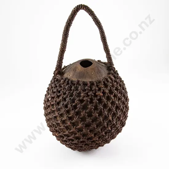 Calabash With Woven Sennit Casing From Rennell Islands
