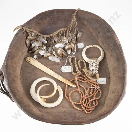 Papua New Guinean Large Feast Bowl Together With Assorted Jewellery