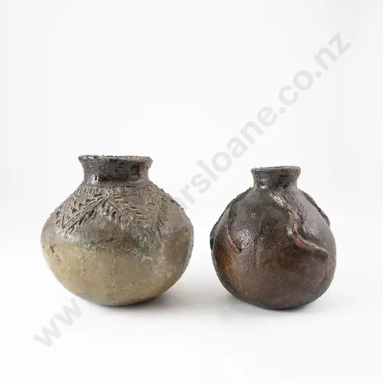 Two Fiji Water Pots with Nadakua Resin Glaze