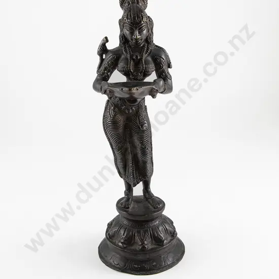 A 19th Century Bronze Paravati Figure Oil Lamp