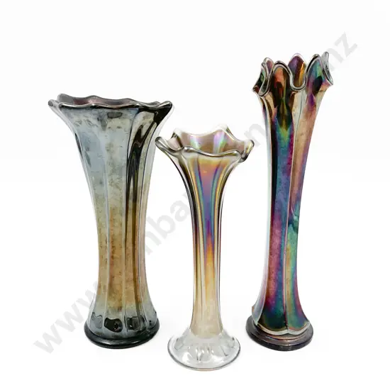 Three Carnival Glass Vases