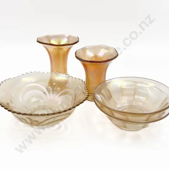 Five Pieces of Assorted Carnival Glass