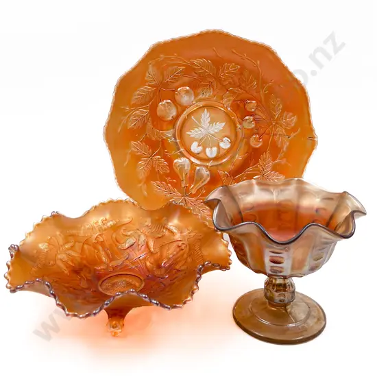 Three Pieces of Assorted Carnival Glass