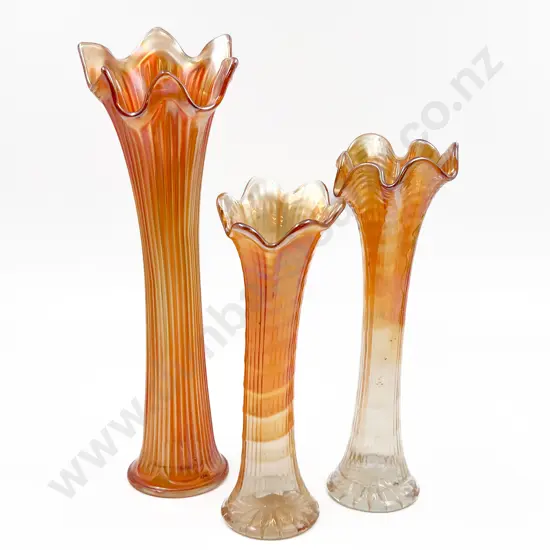 Three Carnival Glass Vases
