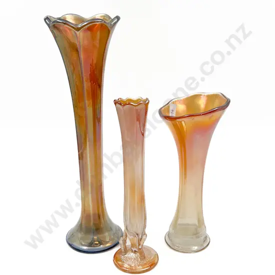 Three Carnival Glass Vases