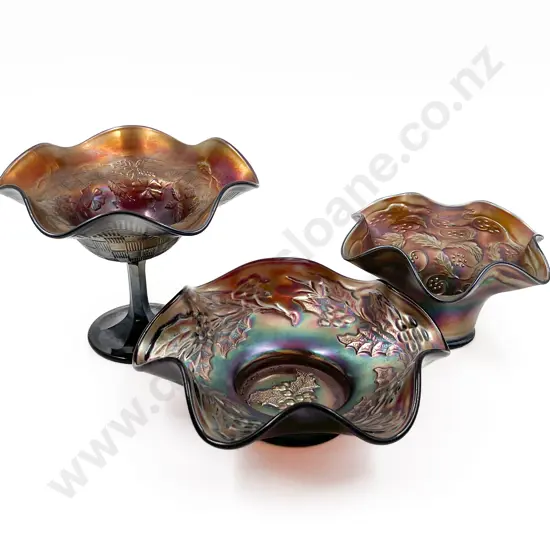 Three Pieces of Assorted Carnival Glass