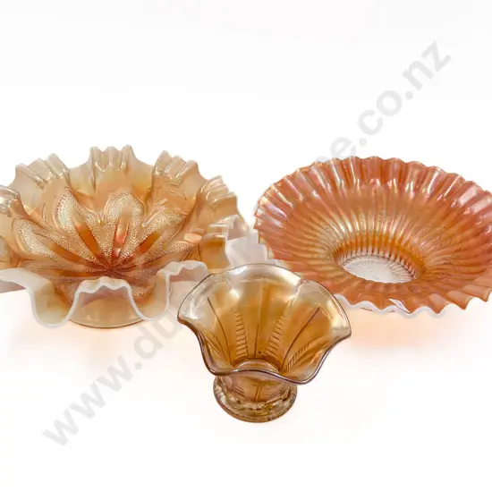 Three Pieces of Assorted Carnival Glass