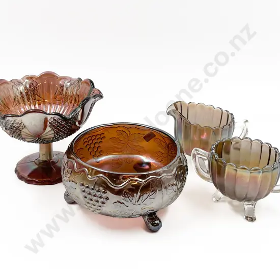 Four Pieces of Assorted Carnival Glass