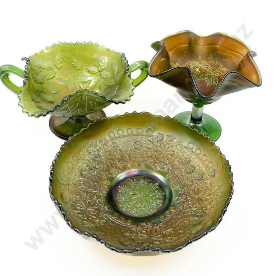 Three Pieces of Assorted Carnival Glass