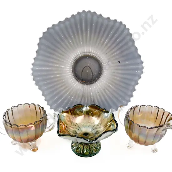 Four Pieces of Assorted Carnival Glass