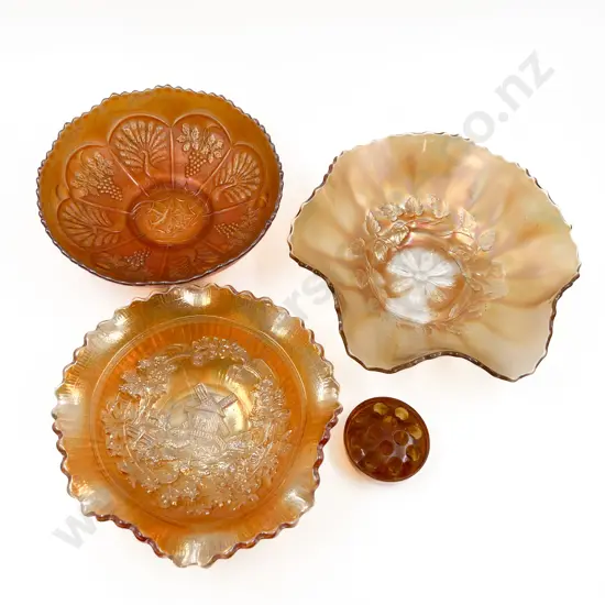 Three Pieces of Assorted Carnival Glass