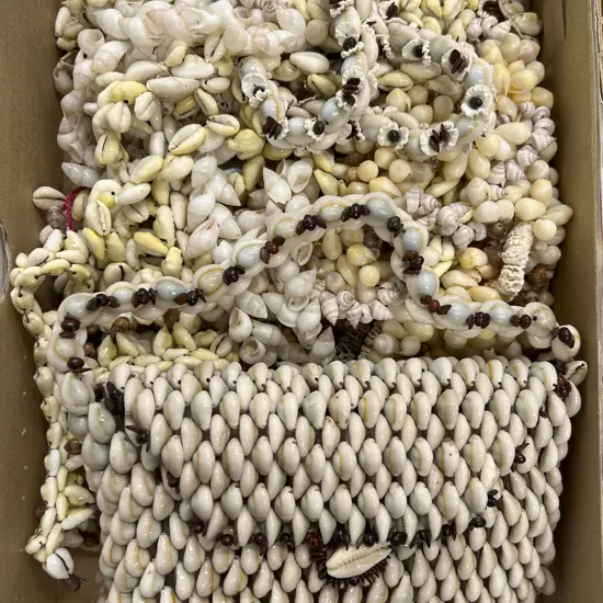 Box Quantity of Assorted Shell Necklaces Together With Shell Purse