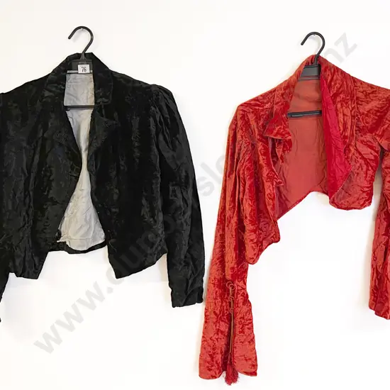 Vintage C.1930s Red and Black Velvet Evening Jackets