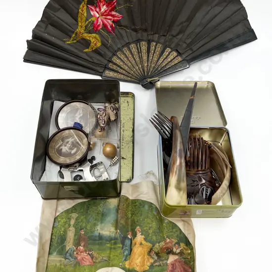 Selection of Vintage Hair Combs With Fan and Hat Pins Etc.