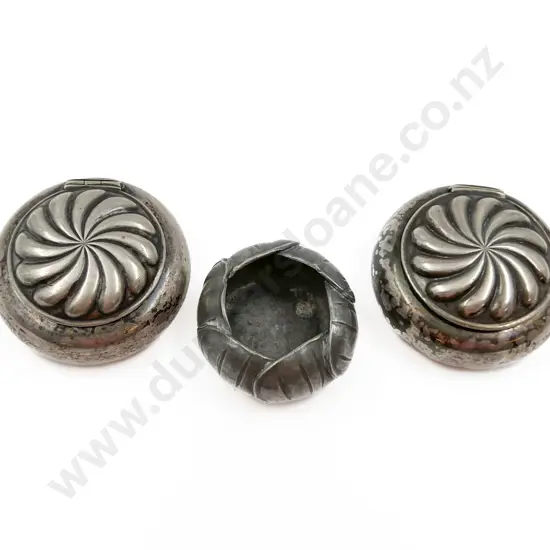 Two Silver Vanity Compacts and Art Deco Pewter Salt