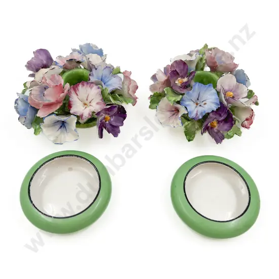 Pair of Crown Staffordshire Posy Candlesticks