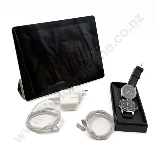 iPad (Cracked) and Two Quartz Gentlemen's Wrist Watches