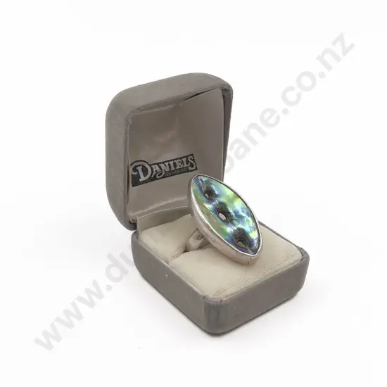 Modern Sterling Silver Paua Ring