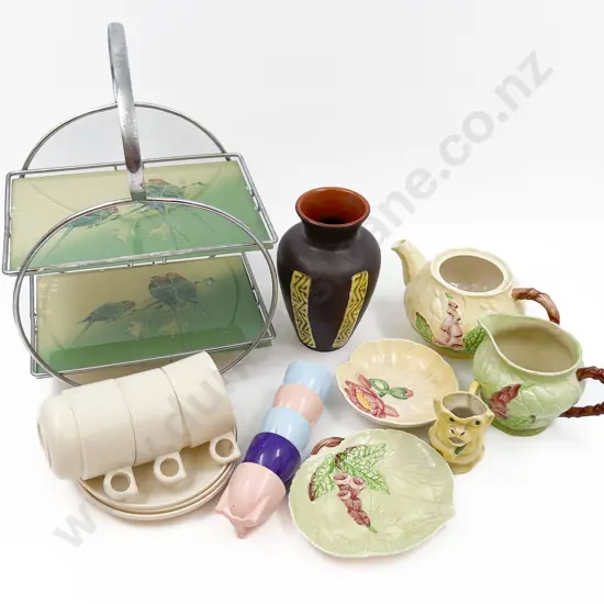 Quantity of Assorted Incl. Two Tier Tray and Vintage Plastic Cups and Saucers and Carltonware Etc.