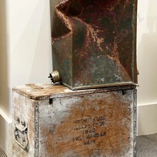 Vintage Wooden Box Together With Vintage Water Heater