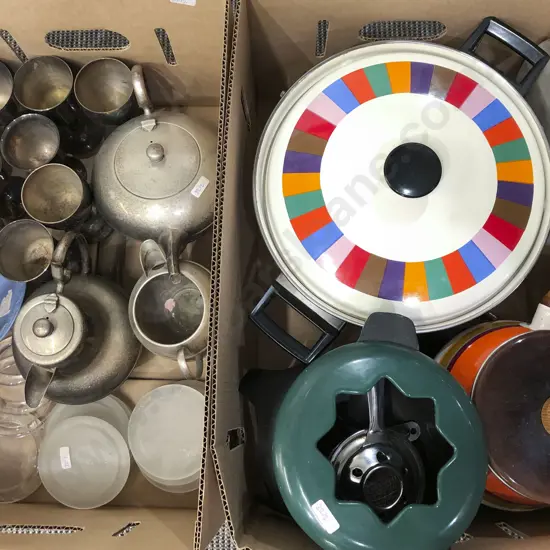 Two Boxes Incl. Three Fondue Sets and Assorted S/P Etc.