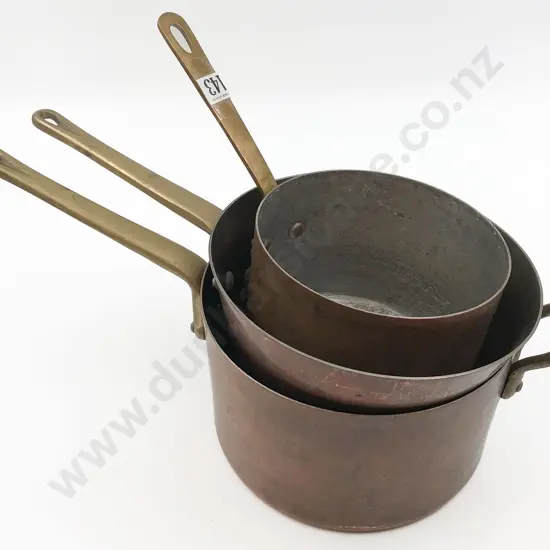 Three Copper Cooking Pots