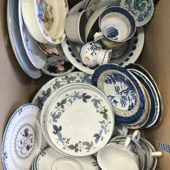 Box of Assorted Fancy China Including RD