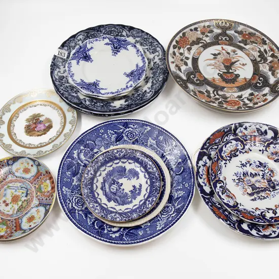 Quantity of Assorted China Plates Including Imari Pattern and Blue and White