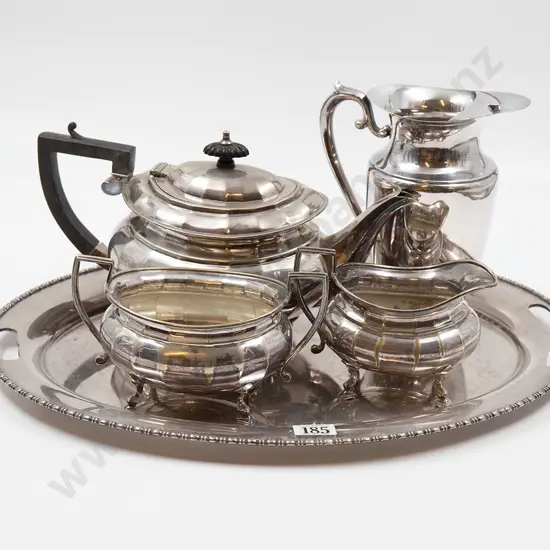 Three Piece S/P Coffee Set Together With Oval Tray and Water Jug