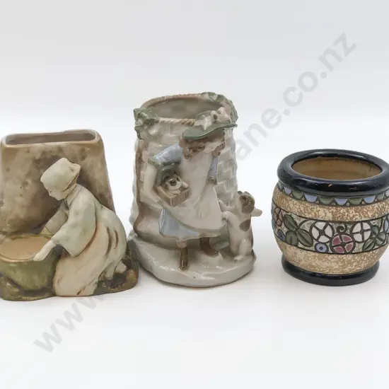 Two Amphora Figural Vases Together with Small Amphora Vase