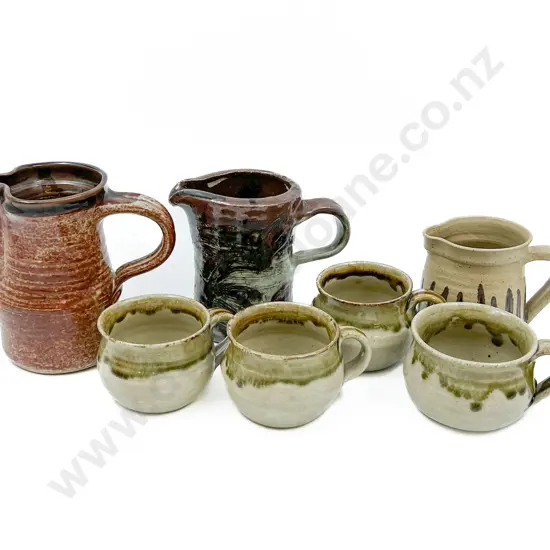 Seven Pieces of NZ Pottery Including Mugs and Jugs