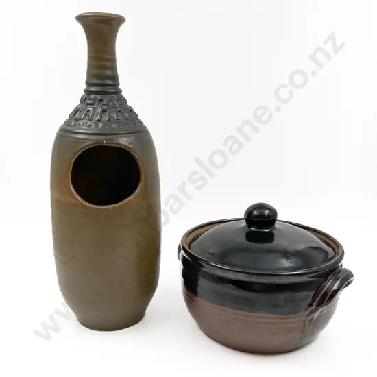 Two Pieces of NZ Pottery Including Casserole Dish
